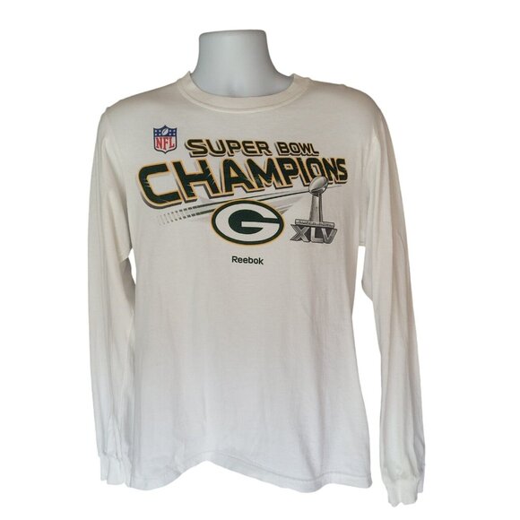 Green Bay Packers Super Bowl XLV Champions Men's M Long Sleeve T-Shirt White - Picture 3 of 8